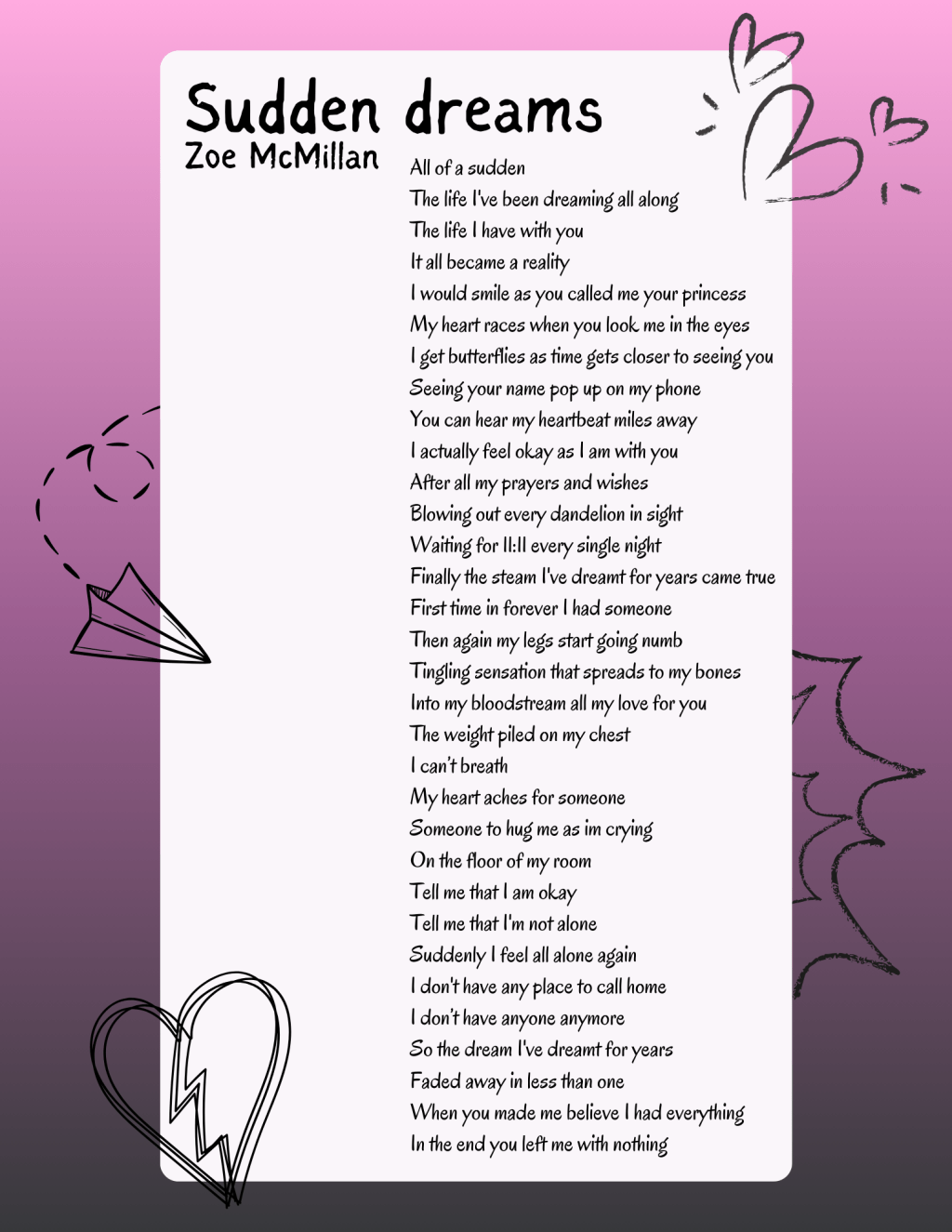 “Sudden dreams”, a poem by Zoe&nbsp;McMillan